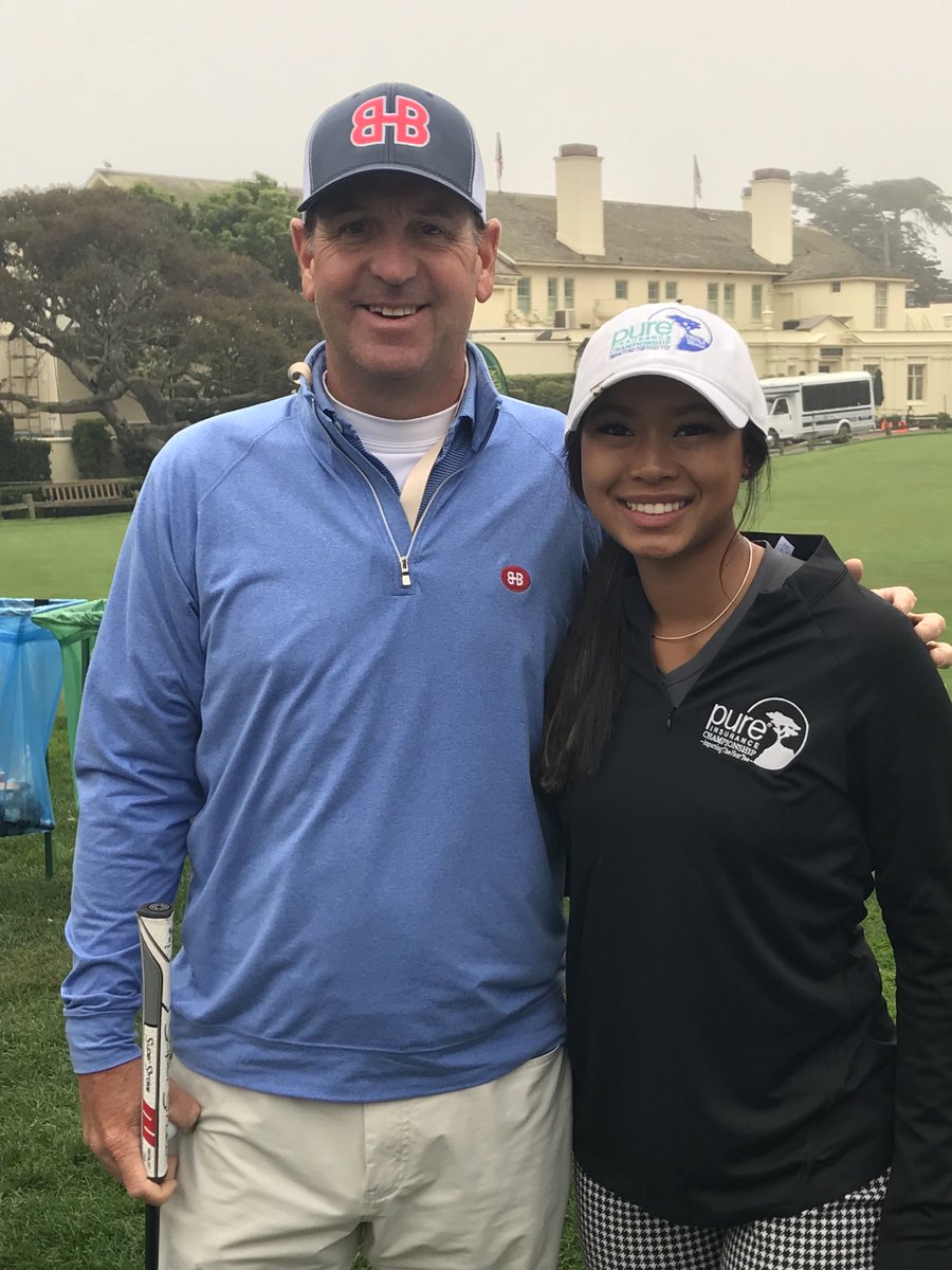 firstteesj's tweet photo. ⁦@firstteesj⁩ own Brenna Preap with partner Harrison Frazer at Pebble for ⁦@PUREFirstTee⁩ ⁦@TheFirstTee⁩    Great day for our 3 girls! https://t.co/hLJouaYTRW