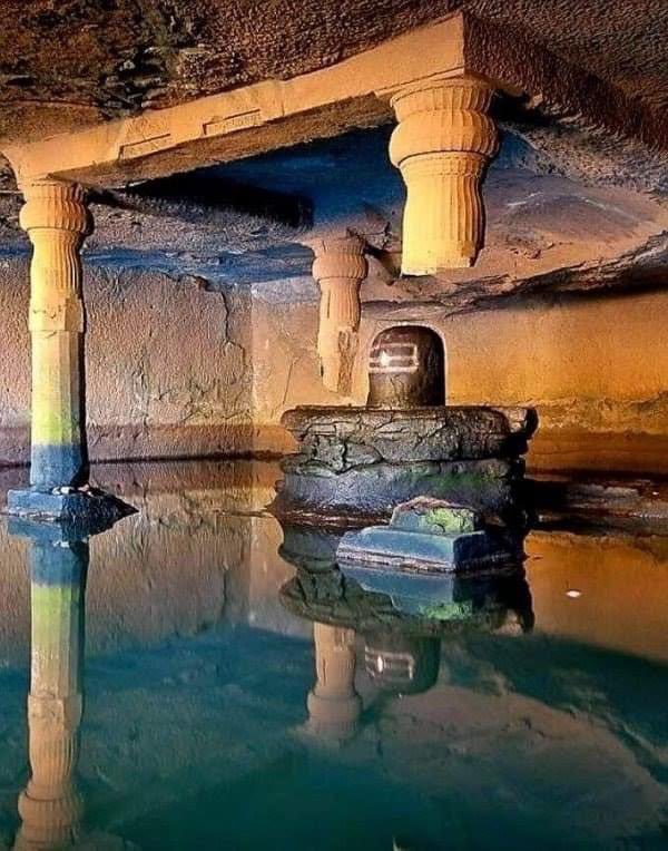 The mysterious Kedareshwar cave at Harishchandragad Fort, Maharashtra, where the 4 pillars symbolise the Yugas. 

Local legend holds that when the 4th pillar breaks, the Kaliyug will come to an end.