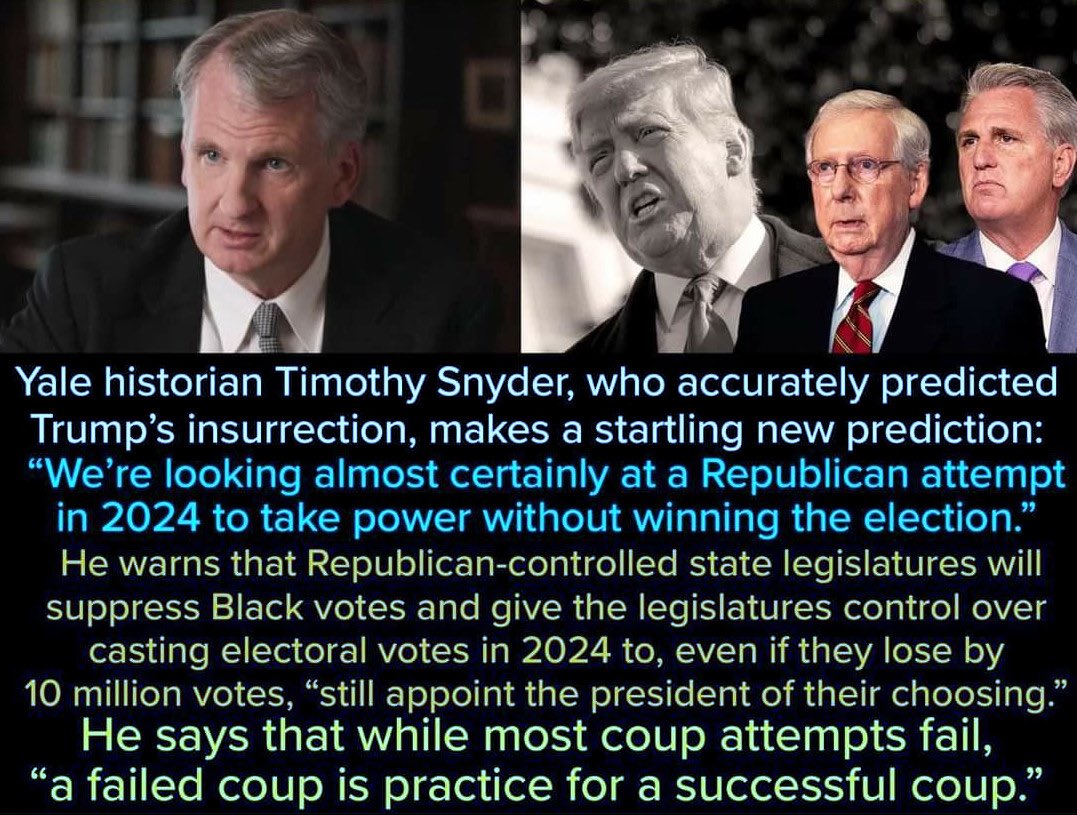 tulipsmg's tweet photo. @JamesLindholm1 wait till you hear what Timothy Snyder says on the lessons of 20th century authoritarianism. He predicted the #January6thInsurrection, now he warns of greatest violence #Maddow https://t.co/aPTrePnu82