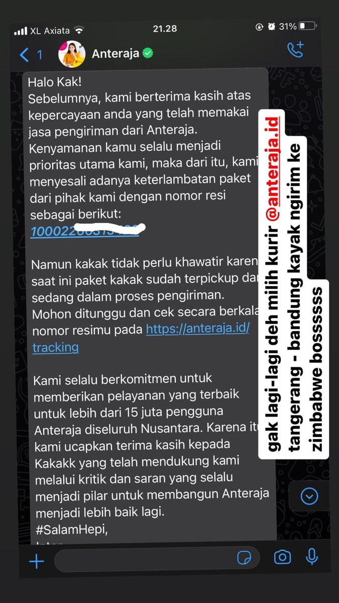 FadeyJevera's tweet photo. @anteraja_id niat buka usaha kurir gak boss? Tangerang bandung doang udah 5 hari kagak nyampe-nyampe nih paket https://t.co/xjw2ShrdOQ