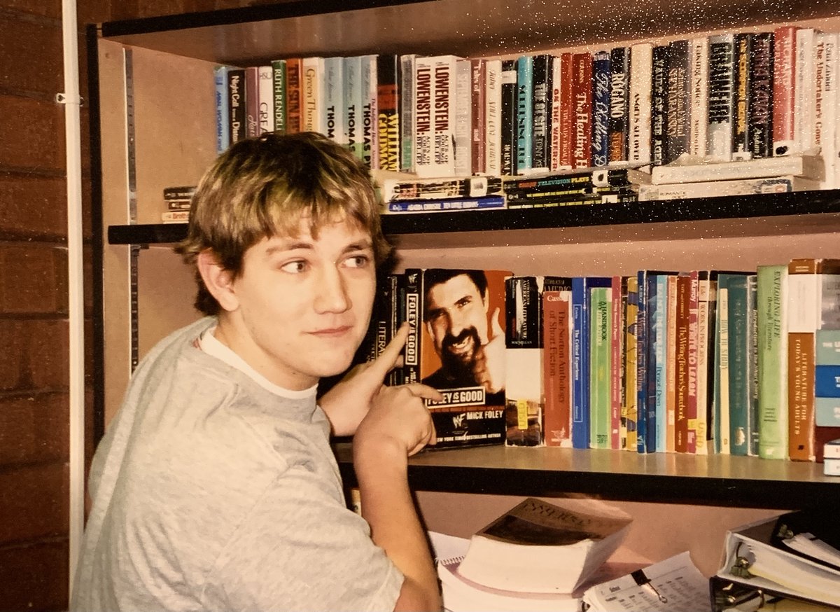 CannonLaws's tweet photo. @RealMickFoley went for a walk down memory lane yesterday and came across this photo. "Have a Nice Day" was a life altering/saving read for me in during my teenage years. To say thank you truly feels insufficient. Truly, Foley is Good https://t.co/tSBjMWw8lx