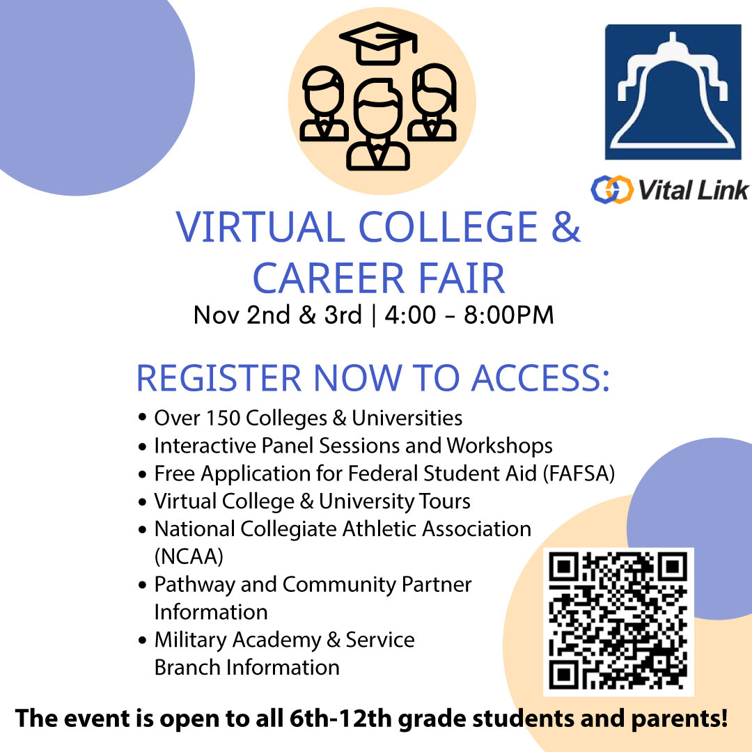 TUSD Virtual College &amp; Career Fair 11/2 &amp; 11/3, 4-8pm!

Discover over 150 colleges &amp; universities

Learn how to apply for college and financial aid

Explore career pathways

Learn from industry experts and more!

All attendees must register to receive an access code.