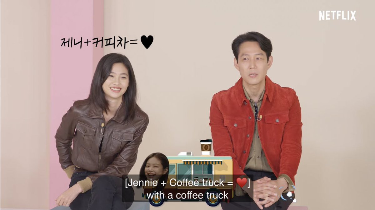 ShibaArmy1000x's tweet photo. JENNIE visited Squid Game set with a coffee truck according to the casts! Ho-yeon and Jennie are good friends! https://t.co/Mya1b852og