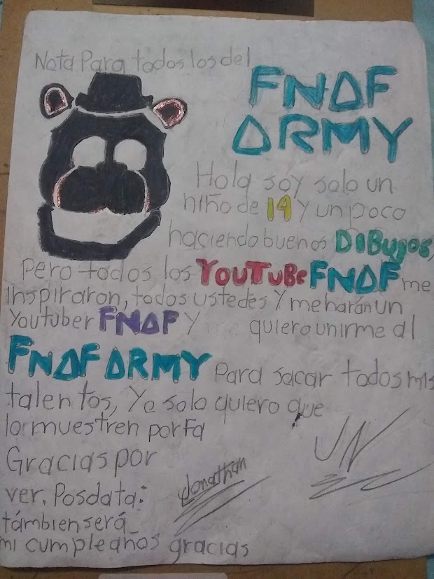 israelg96543525's tweet photo. Nota para todos los del @FNAFArmyOffic #FNaFStarsEvent #FNaFStarsDraw https://t.co/T2Bc36qGBV