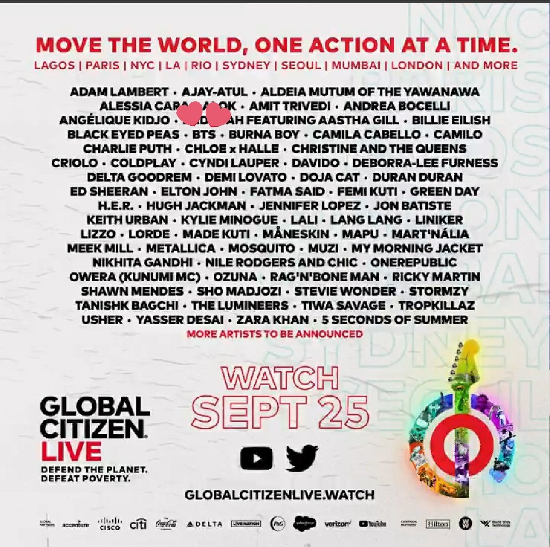 BangtanINDIA's tweet photo. Global Citizen Concert will go live tonight 25th September 21' at 10:30PM IST 🇮🇳.

Its a 24 hours live streamed Concert where @BTS_twt along with many other Global artists are performing. 

Links will be shared but we are not sure about exact timings when BTS will perform. https://t.co/dwY10Q1KxN