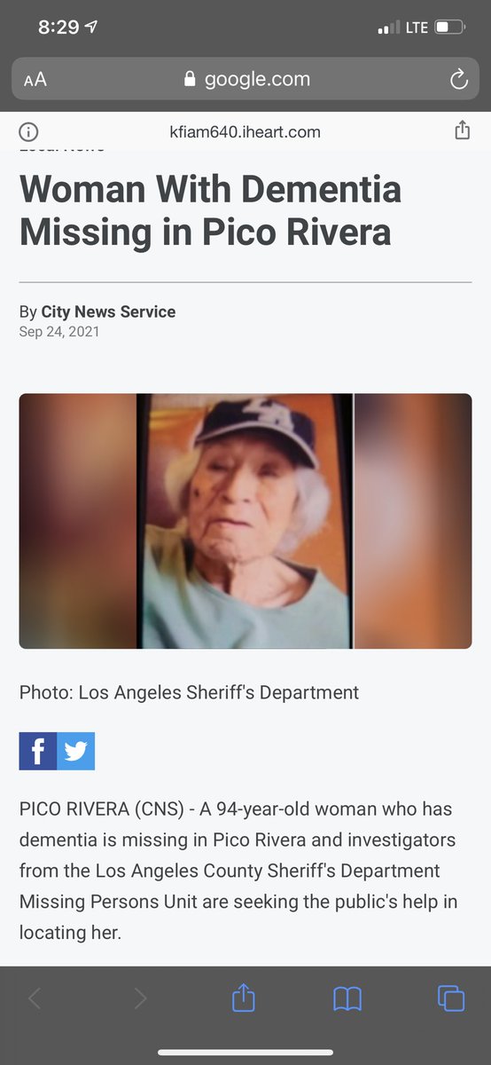 One of my best friend’s grandma went missing in Pico or surrounding areas. Please spread the word and lmk if you’ve seen her. She’s 94 and suffers from dementia.