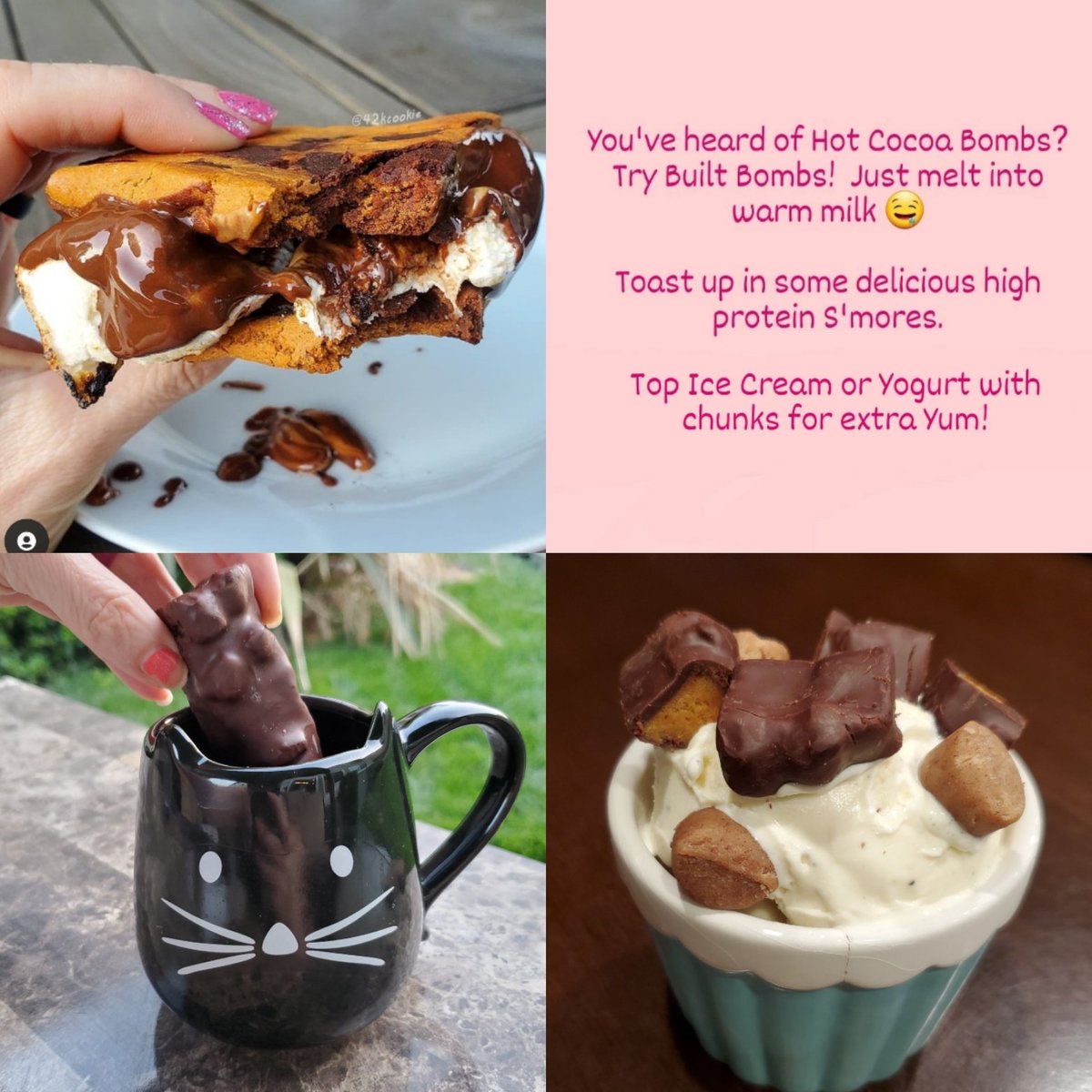 42kCookie's tweet photo. Favorite ways to enjoy @bar_built 🤤 Aside from inhaling after a Run.

#CDCMyWays #BuiltBar #ImBuilt #ProteinBar #IceCream #Smores #Yum https://t.co/Od3KAEaIsP