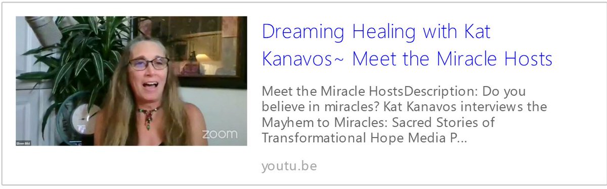 KathleenKanavos's tweet photo. Watch #MayhemToMiracles- VIDEO-CoachPeggyWillms DomBrightmon Richard Dugan Eileen Bild share Miracles-w/Kat Kanavos-Dreaming Healing.
https://t.co/LGyjxtfpGc
https://t.co/2PEcDazoEx https://t.co/Yg1WCOt9dk