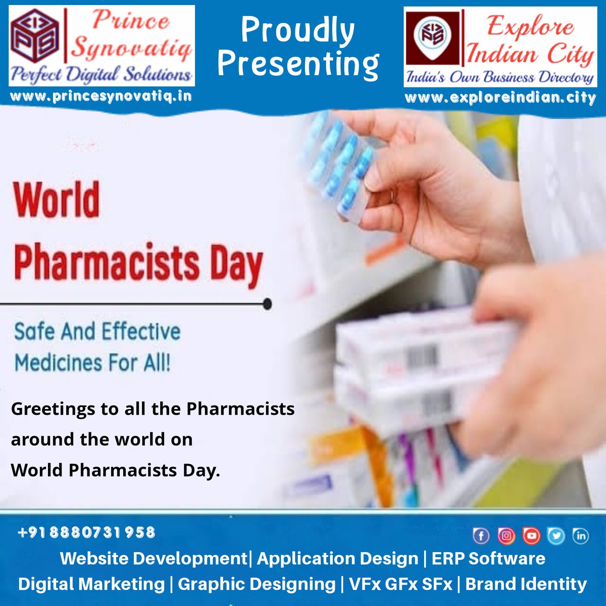 ExploreIndianCy's tweet photo. This day is meant for encouraging #pharmacists to promote their profession.  Many people think that pharmacists are #healthcare #professionals who wear a white coat and dispense #pills.
🇮🇳
•
@princesynovatiq
#PrinceSynovatiq
#PerfectDigitalSolutions https://t.co/jCLrktXGvc