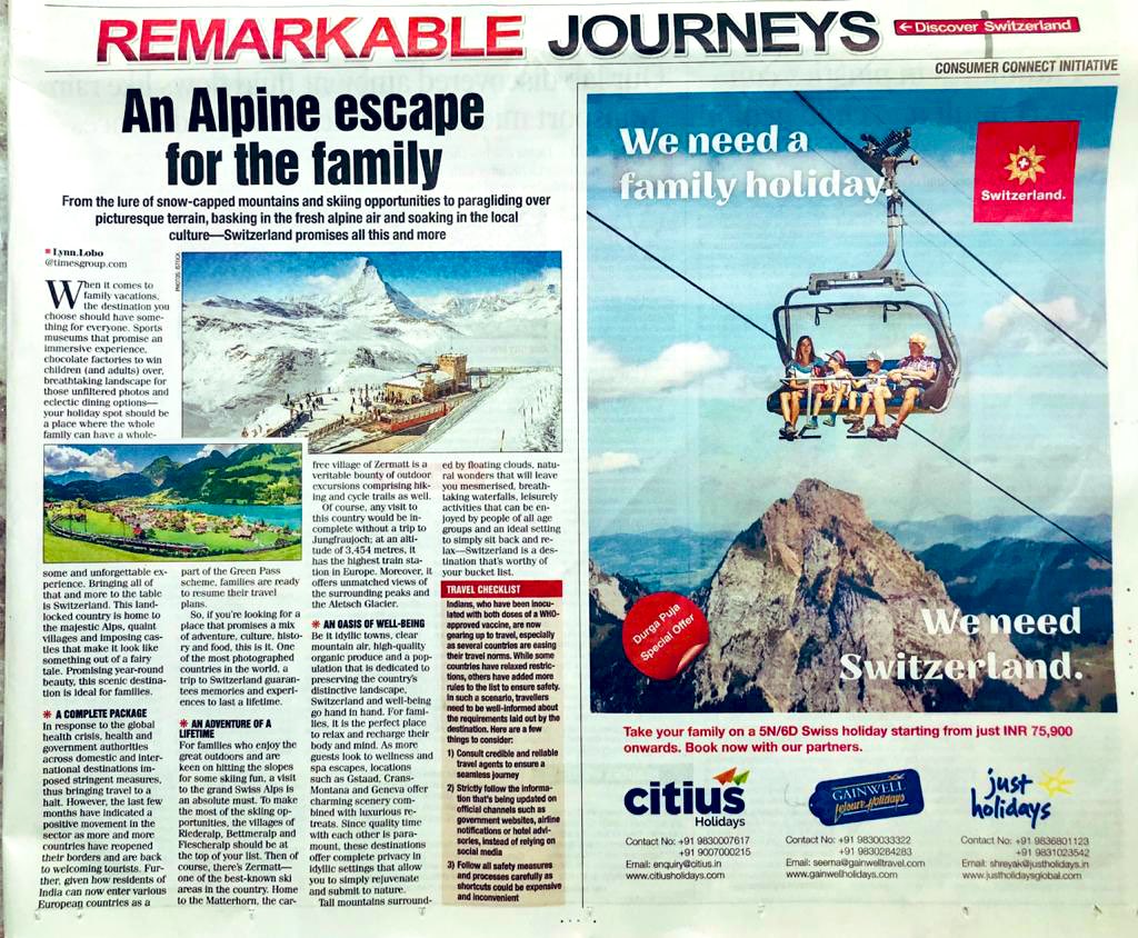CitiusHolidays's tweet photo. @MySwitzerland_e @SWISStoursTweet Time to fly this #DurgaPuja2021 and explore the Alpine with family #CitiusHolidays #Holidays #FamilyVacation #Swiss #AlpineExploration #MyTeamMyCitius https://t.co/etaBs9JJYQ