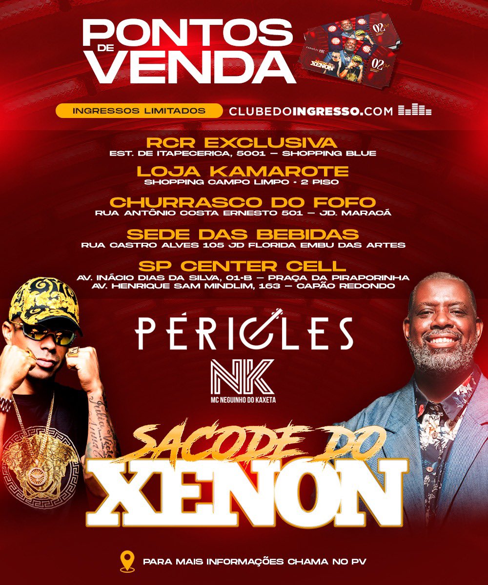 SAIU OS INGRESSOS NOS PONTOS DE VENDA GALERA