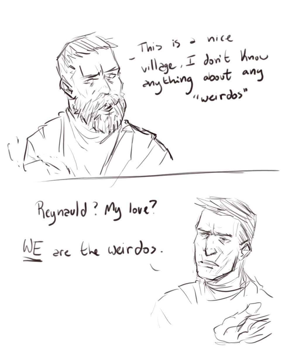 not to be embarrassing on main but this one sketchy comic I drew a few months back is still one of my favorite reynauld/dismas fanarts ever 
