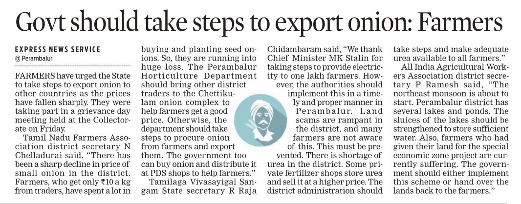 Thiruselvamts's tweet photo. Farmers have urged the state to take steps to export onions yo other countries as the prices has fallen sharply. #Perambalur #smallonions @NewIndianXpress @xpresstn https://t.co/Wd5PbkRYEq