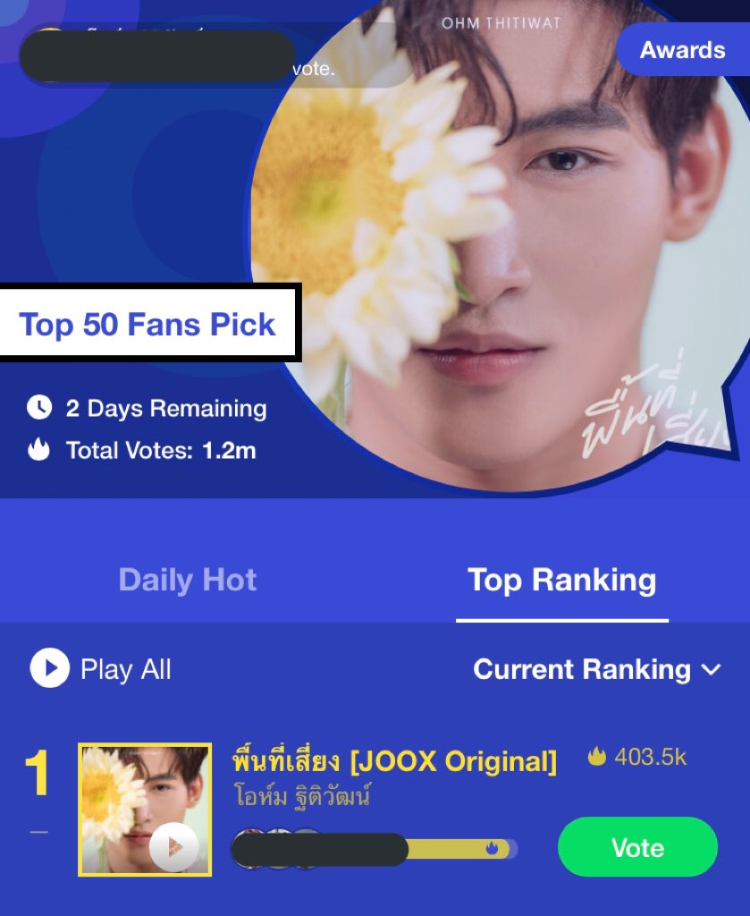 OhmFlukeHKFC's tweet photo. [Voting] Don’t forget to vote for Ohm’s RISK AREA🌻☺️

2 Days Remaining ⌛️

🔗https://t.co/HsHn8h0nHl 

#JOOXTH #Top50FansPick
#JOOXFANkrubxพื้นที่เสี่ยง
#โอห์มไง #OhmThitiwat https://t.co/fcHsKctN8q