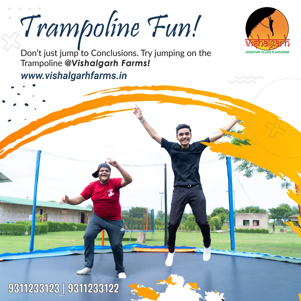 Don’t just jump to Conclusions. Try jumping on the #Trampoline Vishalgarh Farms!

Enjoy a day outing at Vishalgarh Farms with a range of #Adventure activities to boost that adrenaline!

Call to book Today: +91 9311233123/22

#flips #tricks #freestyle #sport #adventurewithfamily