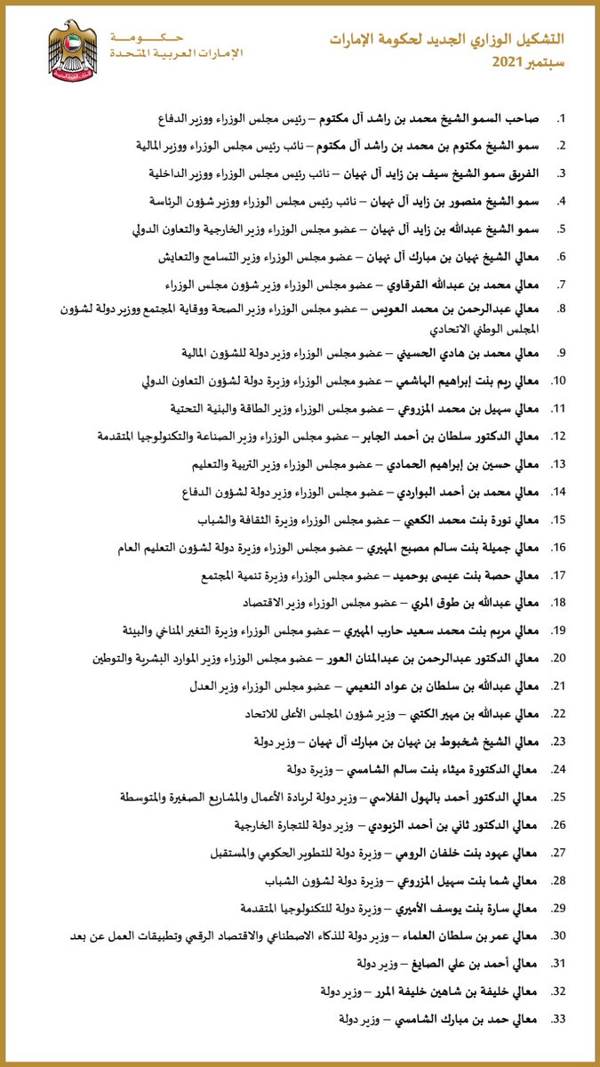 HHShkMohd's tweet photo. الحكومة الجديدة ستعمل بالمنهجية الجديدة التي أطلقناها اليوم.. وستركز على الأولويات التي اعتمدها رئيس الدولة حفظه الله ضمن مبادىء الخمسين .. وستواكب المرحلة القادمة بكل متغيراتها وتحدياتها وسرعة تطوراتها.. لتحقيق أهداف المرحلة القادمة من رحلتنا التنموية 
#مشاريع_الخمسين https://t.co/OMgQ6jsIrg