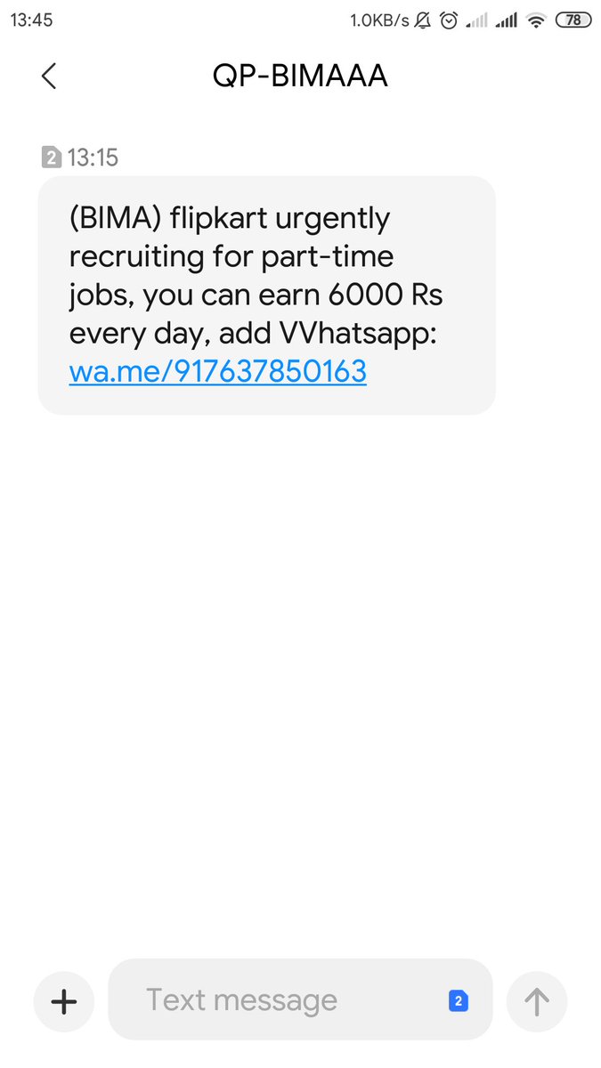 intellectance's tweet photo. The lure of income by someone by using your name @flipkartsupport looks like to be a scam. 

You may investigate by the shared WhatsApp number. 

"Flipkart hai to Triphard hai". https://t.co/oCXawyPOEZ