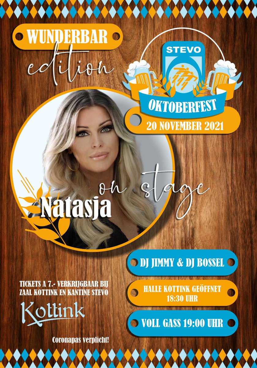 Noteer zaterdag 20 november alvast in de agenda. Het grote STEVO Oktoberfest in zaal Kottink met Stimmungsmusik van Natasja, dj Jimmy &amp; dj Bossel. Tickets verkrijgbaar bij zaal Kottink of in de STEVO kantine.