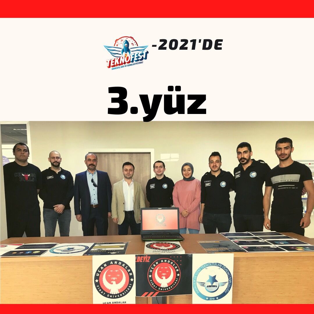#TEKNOFEST2021 ‘de 

Sürü İHA kategorisinde finale kalan  <a href="/UcanAndalar/">UÇAN ANDALAR</a> Sürü İHA takımımız 3. 🥉 olmuştur.

Büyük ANDA ailesine, bu gururu yaşatan tüm takım arkadaşlarımızı kutlarız. 

Bravo Takım 💪

#TEKNOFEST