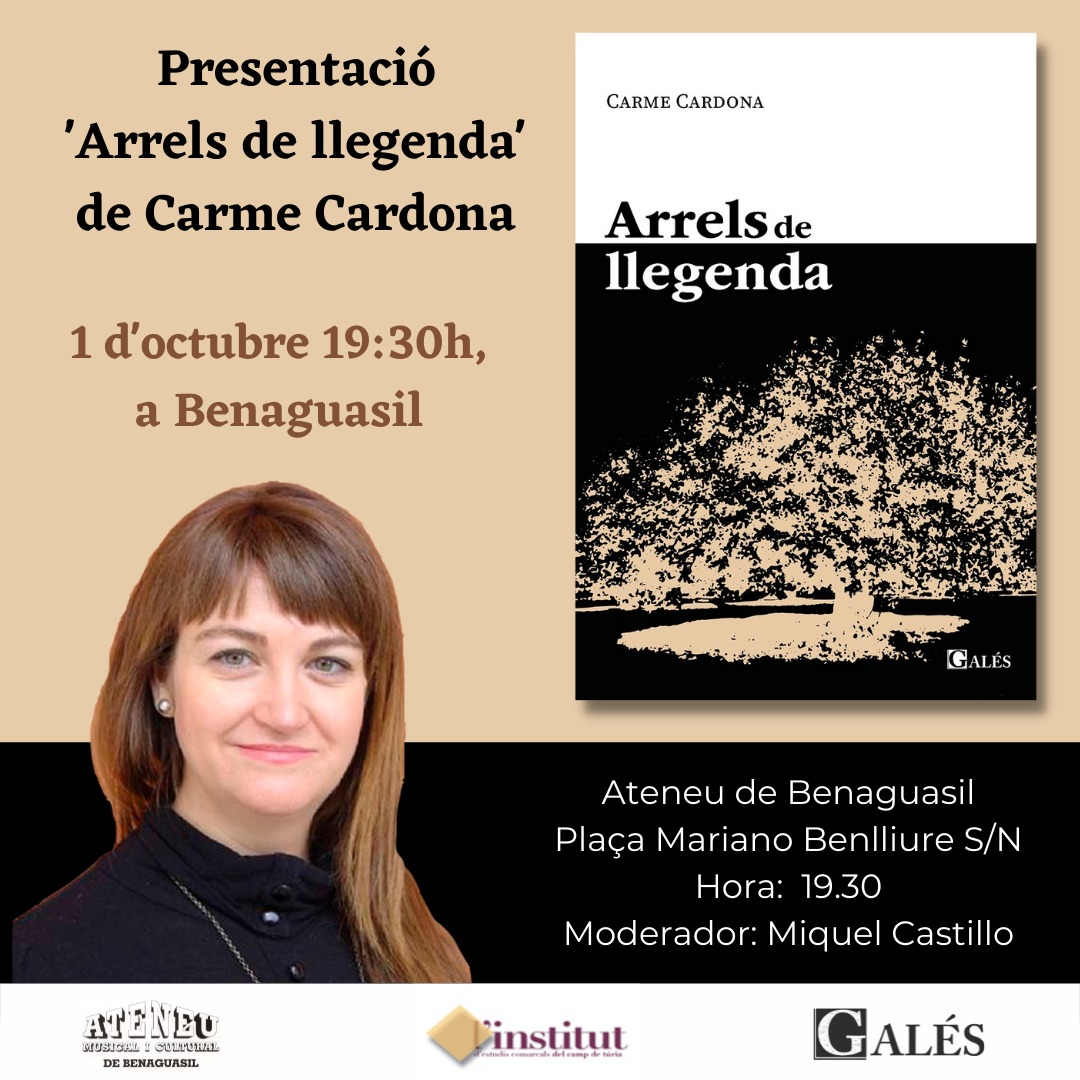 BenaguaAteneu's tweet photo. Carme Cardona, guanyadora del Premi Diafebus de Novel·la Juvenil 2020, presentarà el seu llibre “Arrels de llegenda”📖 a @BenaguaAteneu .DIVENDRES 1 d’OCTUBRE a les 19.30h vos esperem amb gran il·lusió per gaudir d’una de les escriptores revelació de Benaguasil😍.No podeu faltar! https://t.co/AtuSEKqM2g