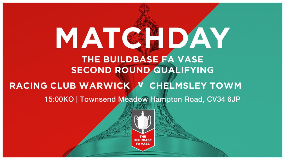 RCWFC's tweet photo. Matchday 

1st Team start their FA Vase campaign against @chelmsleytown 

🎫 Adults £6 | Concession £4 | U16 Free
🏟 Townsend Meadow CV34 6JP

U23s looking to get back to winning ways in the @MidlandLeague

🆚️ @WWFCReserves
🏟 BBG Stadium Oak Park, WS9 9NP
#UTR 🟡⚫ https://t.co/l52AU73EuR