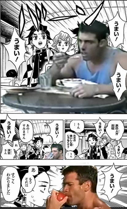 無限列車放送記念に無限列車見に行った時に作ったガチムチコラ 