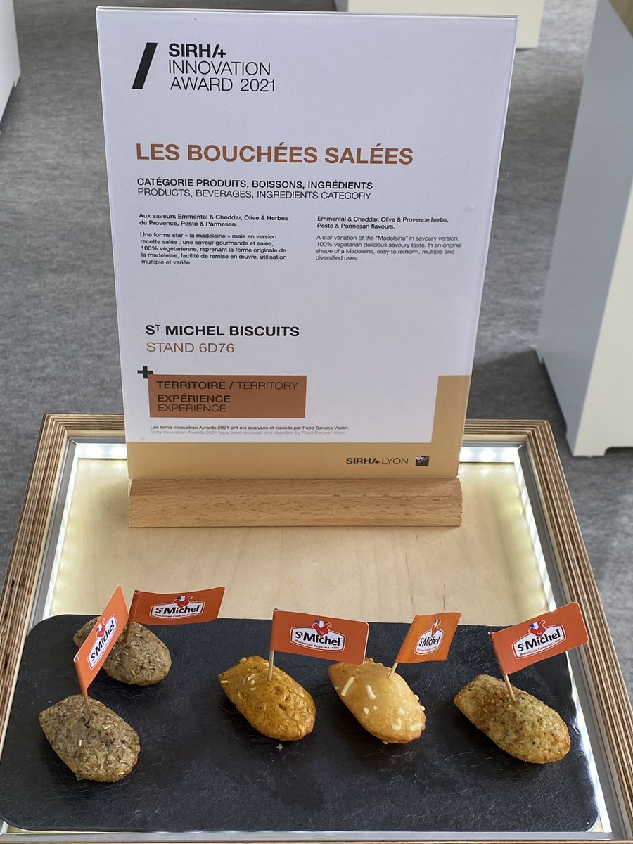 Les madeleines salées <a href="/StMichel/">St Michel</a> primées au @sirha_lyon !
On y a goûté, c’est juste parfait pour l’apéro…
#madeleine #stmichelprofessionnel