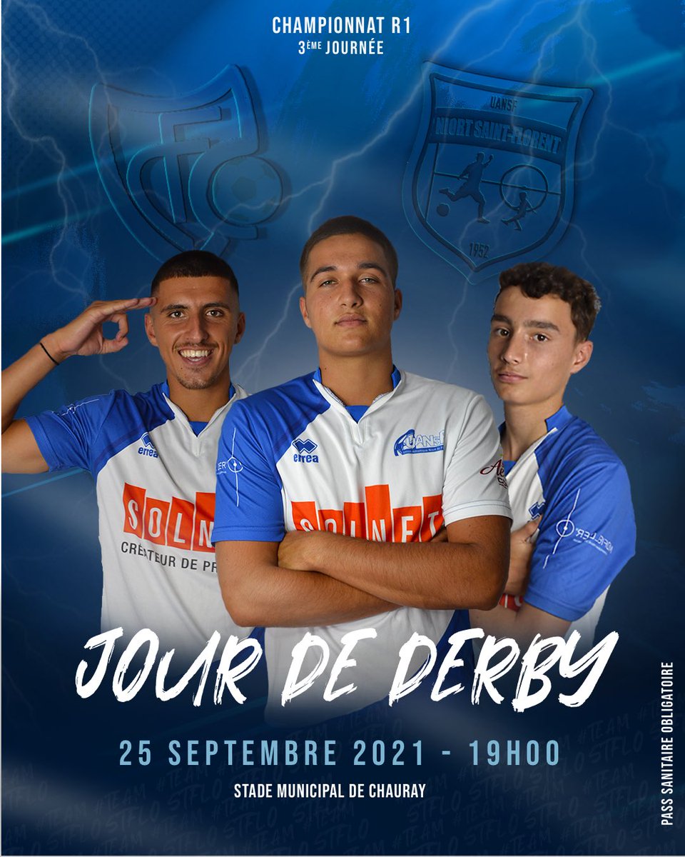 UANSF's tweet photo. ⚔️ 𝐉𝐎𝐔𝐑 𝐃𝐄 𝐃𝐄𝐑𝐁𝐘 ⚔️

Rendez vous ce soir à 19 heures pour affronter le @FcChauray lors de cette 3ème journée de championnat 💥 

#teamstflo https://t.co/V7SjJkOoFe
