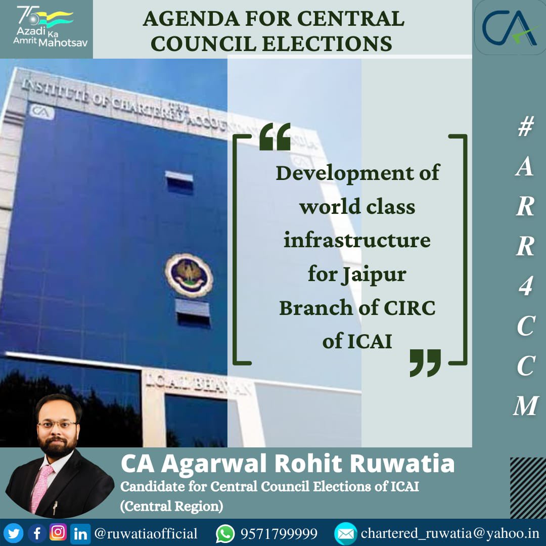ruwatiaofficial's tweet image. #ICAI_JAIPUR_BRANCH_BUILDING : “जयपुर सीए संस्थान भवन”
World class infrastructure for Branch Building.
#BrandICAI
#latest_technology
#modern_auditorium
#incubation_centre
#coworking_space
#facility_for_professionals(WFH)
#modern_library
#Modern_Centre_of_Excellence
#ARR4Elections