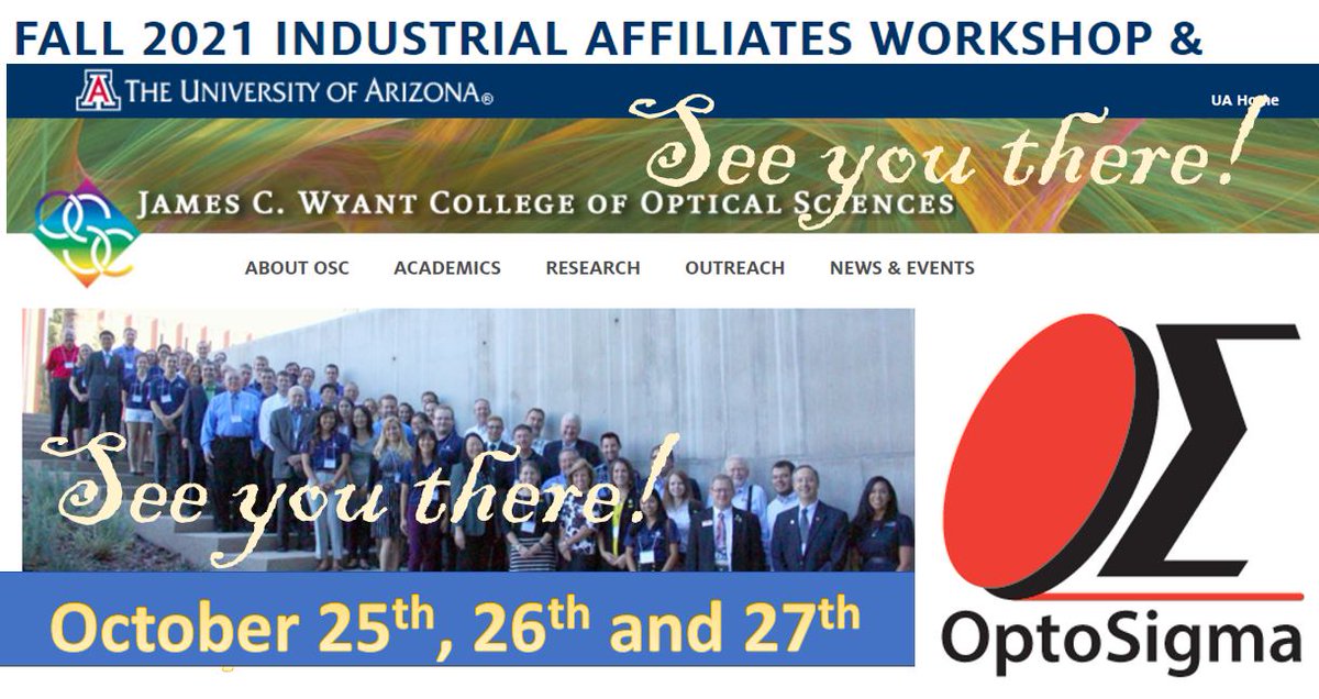 The University of Arizona! OptoSigma is hiring!! We will be attending this #awesome and #fun event! Come and stop by our booth!

optics.arizona.edu/outreach/indus…

#love #fun #optosigma #UofA