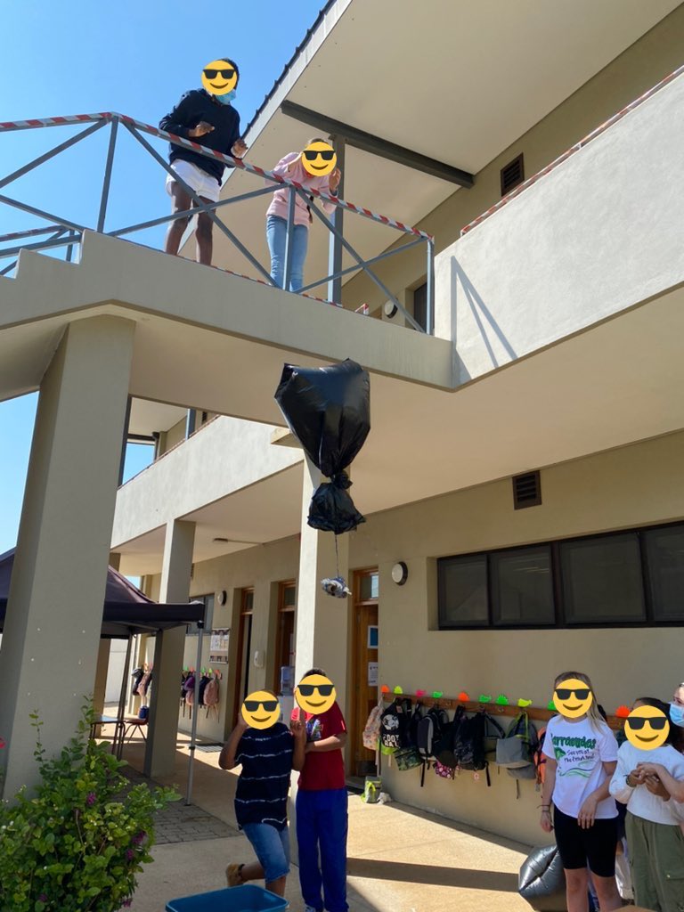 Grade 5 learners diving into an egg drop challenge. In small groups, they engineered designs and tested them out, developing and growing their communication and collaboration skills. #aismlearns