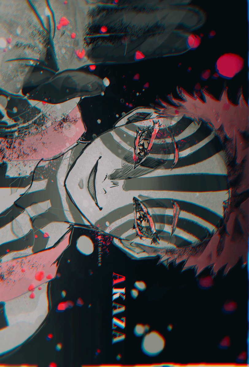 上弦の参 猗窩座 さきほど再掲載したイラストの Black Red Version 鬼滅の刃 鬼滅の刃イラスト 猗窩座 Illustration 無限列車編 ツイレポ