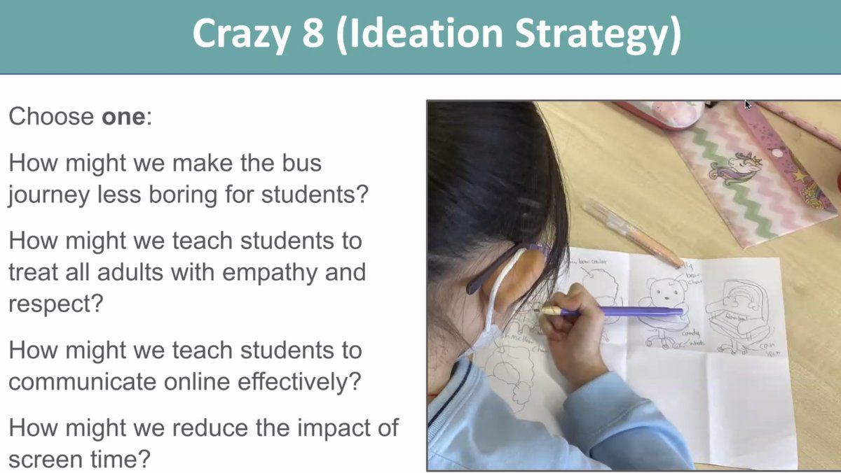 Tried the Crazy 8 Ideation strategy to generate quick ideas. 'Quantity over quality' #DesignThinking #pypconnect @AdamHillEDU @PathwaysSchools