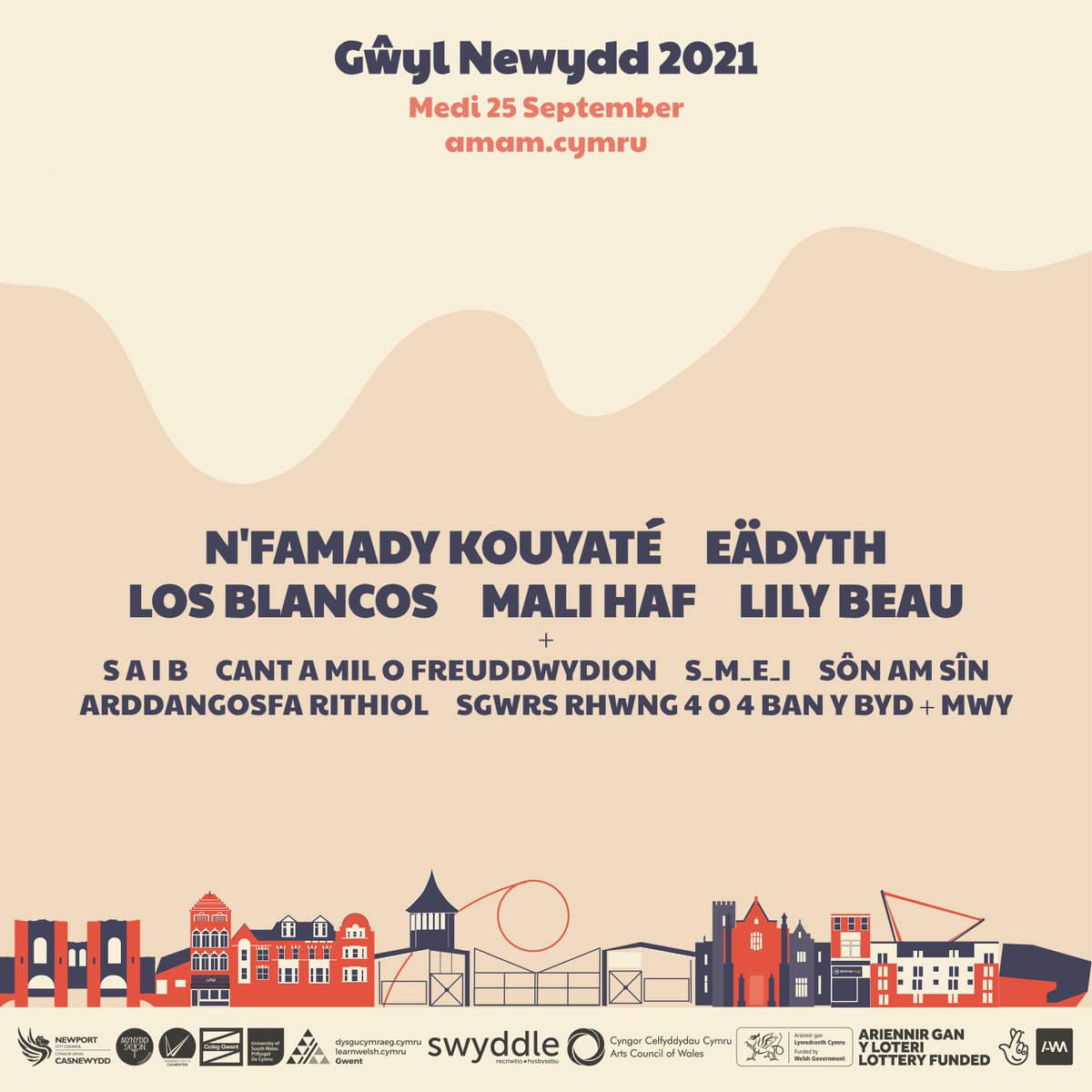 Cyffrous iawn i rannu #GwylNewydd2021 gyda chi heddiw 🌸

5 artist yn perfformio ar draws 5 o leoliadau eiconig Casnewydd + arddangosfa gydweithredol arbennig, sgyrsiau difyr ac eitemau i blant ✨

Y cwbl i'w ffrydio ar amam.cymru/gwylnewydd am 12:00!