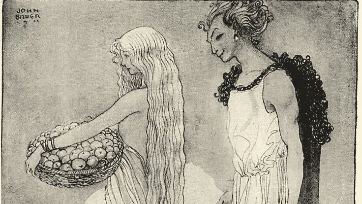 Idag är det Äpplets dag! Äpplet har en symbolisk funktion inom flera religioner. I nordisk mytologi är det gudinnan Idun som förser de andra gudarna med äpplen som de behöver för att förbli odödliga och evigt unga.

Bild: Loke och Idun, John Bauer

#thevikingmuseum #mythology