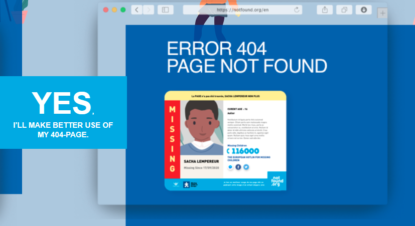 alland_robert (@alland_robert) on Twitter photo Today is #NotFound day. Since 2016, we have installed on our website the NotFound software from <a href="/MissingChildEU/">Missing Children Europe</a>, which turns 404 error pages into missing children posters. Over 137 million missing children posters have been viewed. You can help too ▶️ notfound.org Today is #NotFound day. Since 2016, we have installed on our website the NotFound software from <a href="/MissingChildEU/">Missing Children Europe</a>, which turns 404 error pages into missing children posters. Over 137 million missing children posters have been viewed. You can help too ▶️ notfound.org