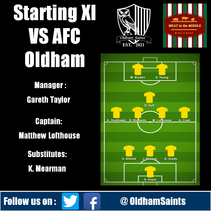 This is your Saints lineup for the big derby game today VS AFC Oldham.

The boys cannot wait to get back on the field!