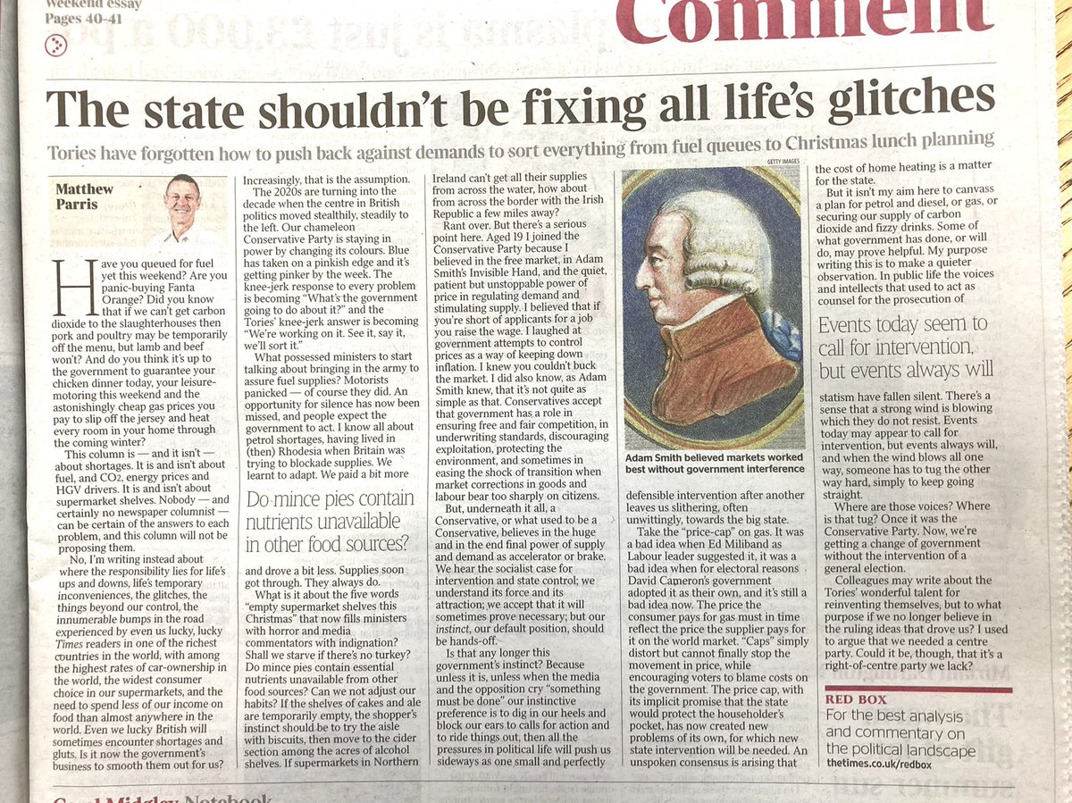 politicsastar's tweet photo. .@MatthewParris3 wonders about #BorisJohnson’s #Conservative govt abandoning the free market, small state ideas of Adam Smith &amp; sees 🇬🇧 politics moving stealthily to the left 
#r4today #fuelshortages #HGV https://t.co/wt4qLJn1Jl