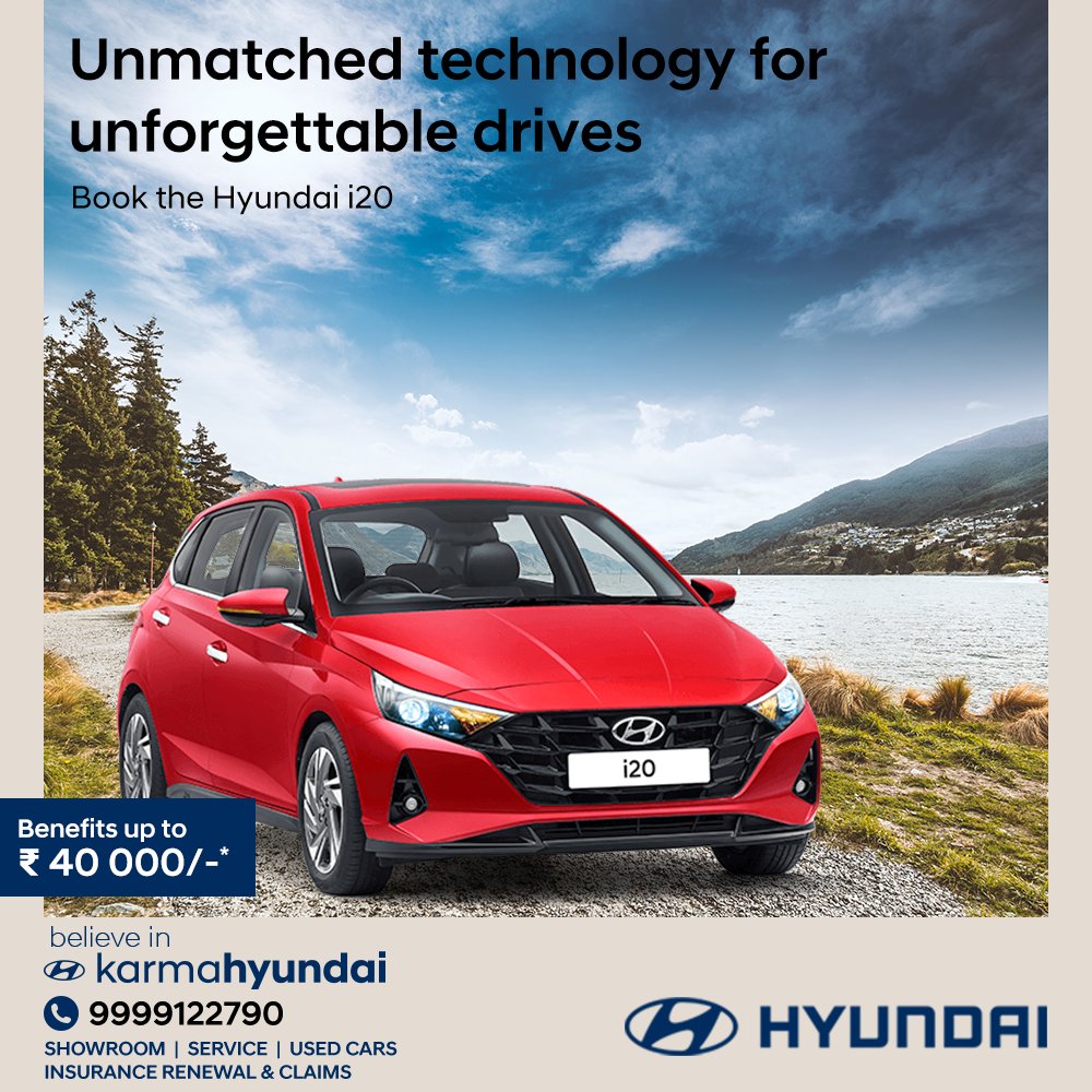 Experience magnetic design, plush interiors, segment leading advanced features and an unparalleled powerful performance with the #Allnewi20.

Call 9999122790 to avail attractive offers and benefits.

#BelieveInKarmaHyundai #HyundaiNoida #NewCar #HyundaiDealershipInNoida