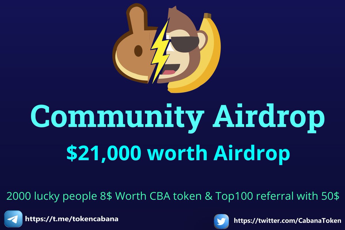 CabanaToken's tweet image. 🔥 Massive Airdrop 🔥
🔸Airdrop will be active till October 12th of 2021 🔸
🚀 Whitelisting for Private sale will start followed by Airdrop 🚀
🔥Stay tuned 🔥
❤️We deliver what we promised ❤️