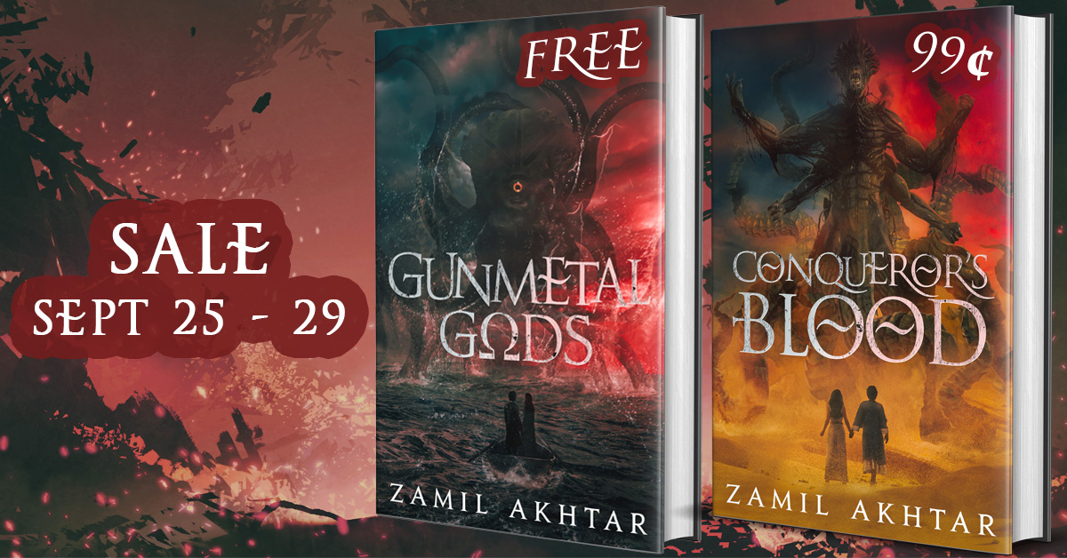 Gunmetal Gods is FREE worldwide and Conqueror’s Blood is 99c in the US and UK until Sept 29!

US Link: amazon.com/gp/product/B09…

UK Link: amazon.co.uk/gp/product/B09…

Other Regions: Books2Read.com/GunmetalGods

Please RT! Consider adding it to your newsletter! Everyone loves a free book!