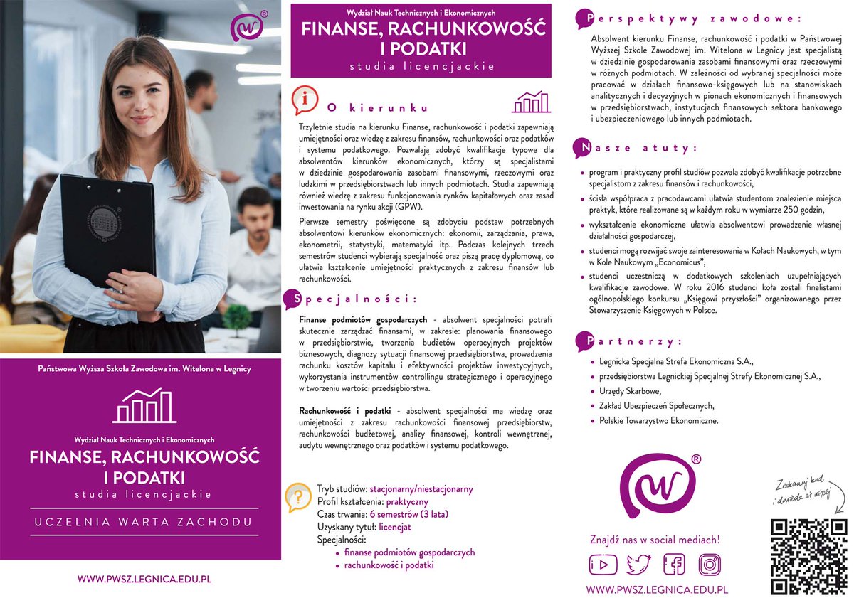 WNTiEPWSZLca's tweet photo. Polecamy studia licencjackie na kierunku FINANSE, RACHUNKOWOŚĆ i PODATKI na @WNTiEPWSZLca❗

Rekrutacja trwa do 2️⃣7️⃣ września 2️⃣0️⃣2️⃣1️⃣ r. Zapisz się już dziś❗

Więcej informacji na ➡ https://t.co/R0kunrbsKr

#witelonka #pwszlegnica #wntiepwszlegnica #rekrutacja2021 #dołączdonas https://t.co/n3mdUXlzvK