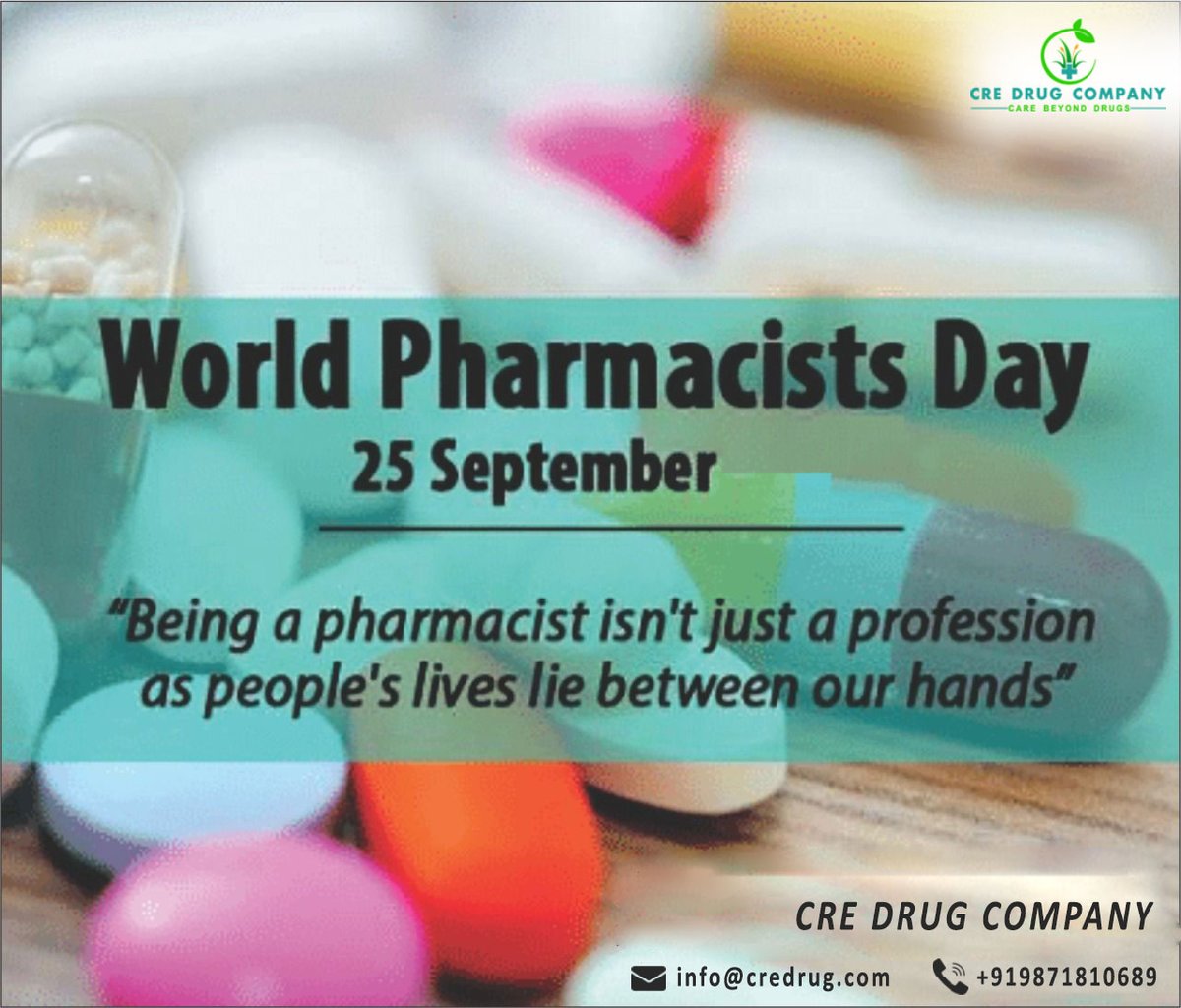CreDrug's tweet photo. #pharmacist #medicine #medical #health #healthcare #pharmacology #pharma #fitness #doctors #pharmaceuticals #hospital
#drugs #skincare #medicalcare #science #biology #healthyliving #pharmacylife💊 #wellness  #pharmaceutical #AntiBiotics #lifesciences #worldspharmacistsday https://t.co/QdxfExoSht