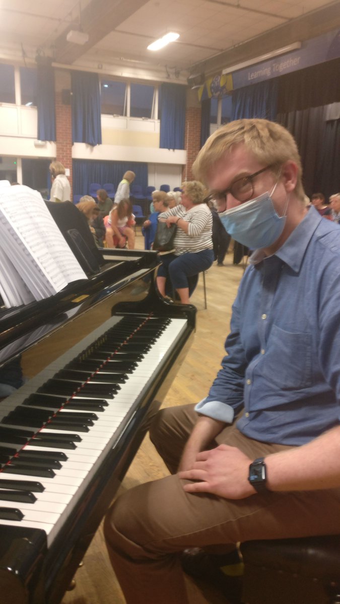Ben perfecting his 'eye-smile' at rehearsal - Messiah progressing apace!