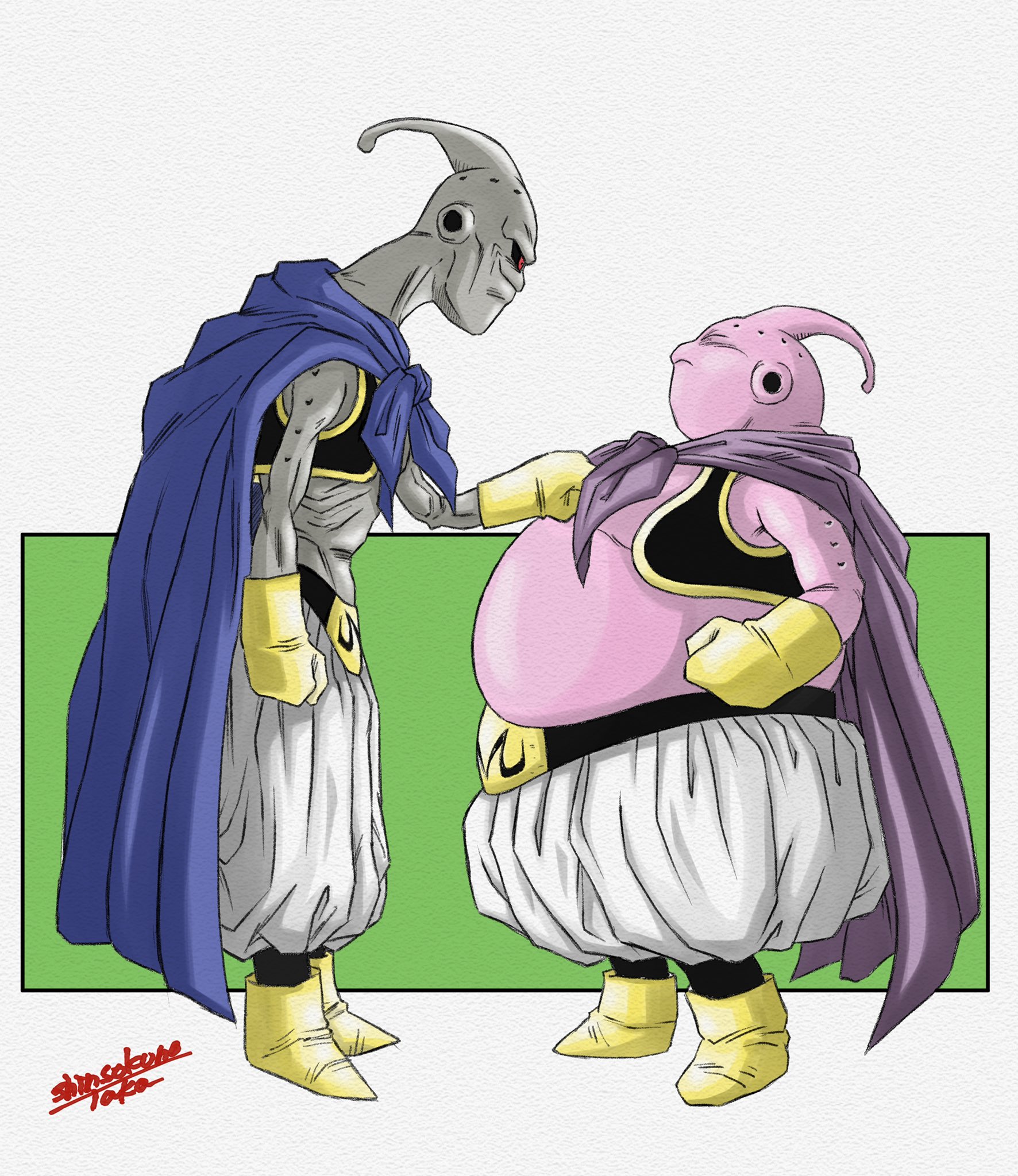 ドラゴンボール　VS 魔人ブウ　イラスト　2枚セット　30ｃｍ　額付き ドラゴンボール VS 魔人ブウ イラスト 2枚セット 30cm 額付き