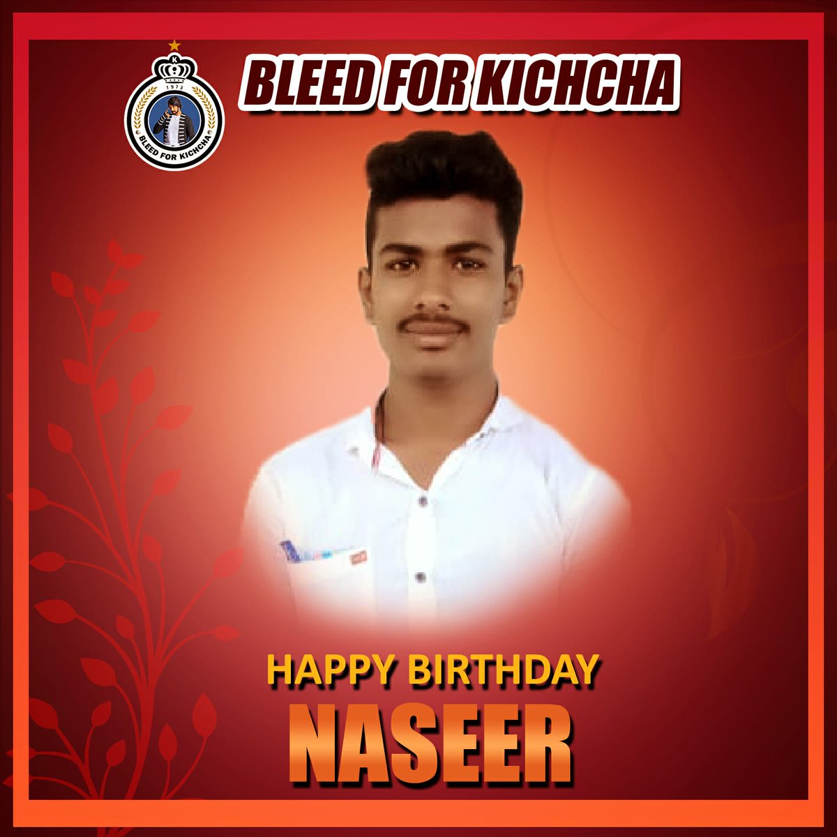 BleedForKichcha's tweet photo. Here's @BleedForKichcha family and entire @KicchaSudeep ANNA  fans Wishing a very Happy Birthday to our @BFK_Rona admin #Naseer thank You for  choosing to be #BFK Family member
#BleedForKichcha #VikrantRona #Kotigobba3 #KichchaForever https://t.co/k3pNzBAJFl