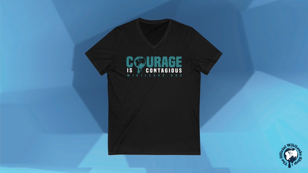WikiLeaksShop's tweet photo. Support Julian Assange and WikiLeaks with this Courage is Contagious - https://t.co/8ZvtLJdaV3 - V-Neck Tee - https://t.co/pL8cWHuKWc #WikiLeaks #FreeAssange #DontExtraditeAssange #DropTheCharges #vnecktee https://t.co/tt680VHVSk