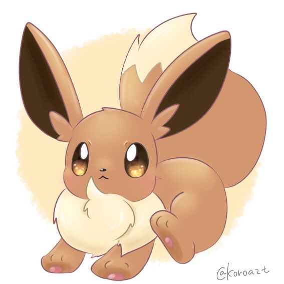 eevee no humans pokemon (creature) solo brown eyes closed mouth full body twitter username  illustration images