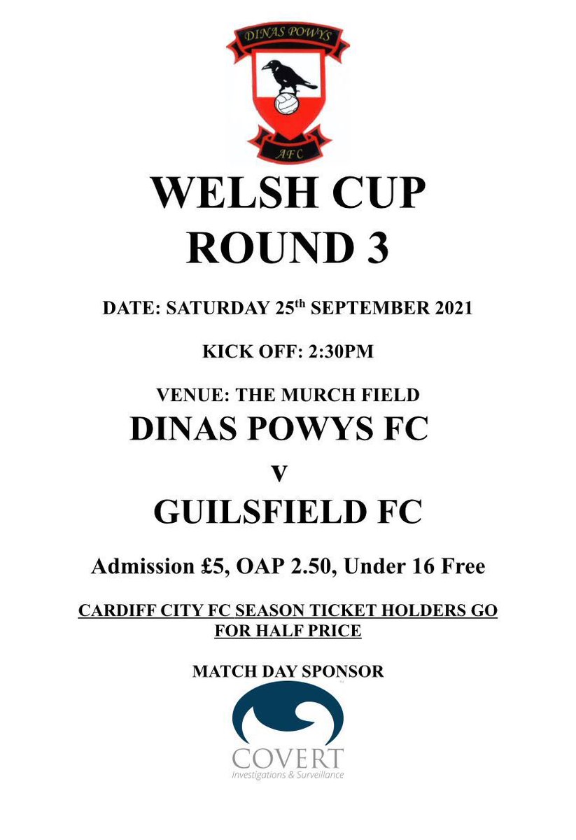 DinasPowysFc1's tweet photo. Today is the day. Welsh cup game v @GUILS1957 get down the murch and support the boys. It’s sure to be a cracker. Cmon the Powys. https://t.co/31Xvn05IHu