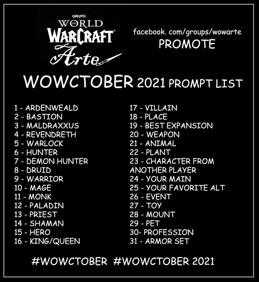 Florbela S Journal Ardenweald On Twitter Ishnu Alah Folks The Moderators Of The Facebook World Of Warcraft Arte Group Created A List To Encourage Artists To Draw About Warcraft In October Don T Forget